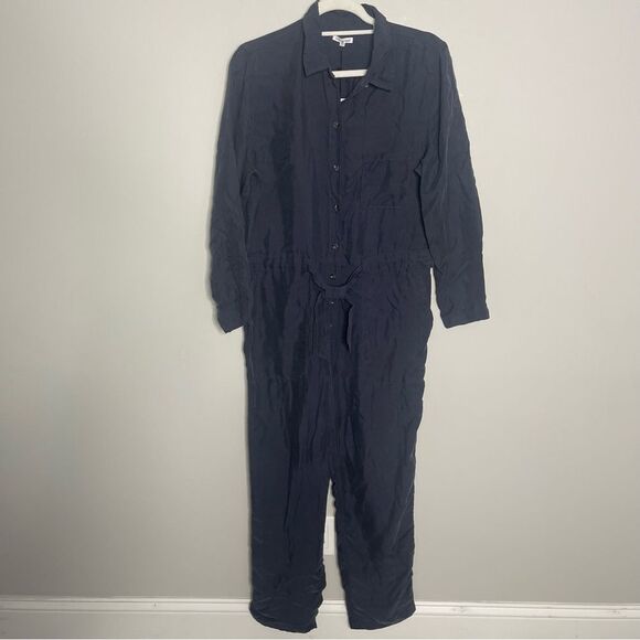 $268 UNSUBSCRIBED 100% Silk Utility Long Sleeves Jumpsuit NWOT SMALL - Picture 4 of 7